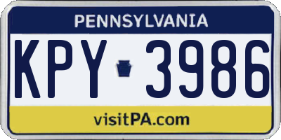 PA license plate KPY3986