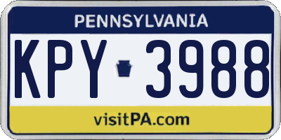 PA license plate KPY3988