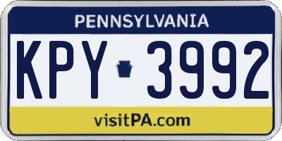 PA license plate KPY3992
