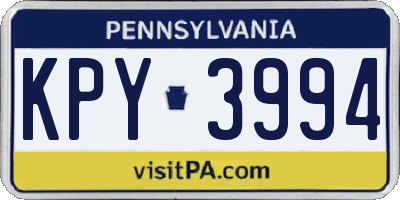 PA license plate KPY3994