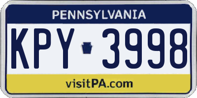 PA license plate KPY3998