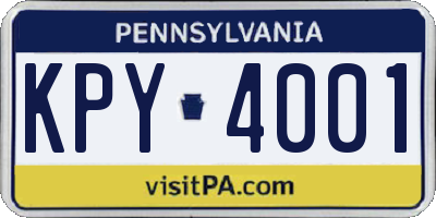 PA license plate KPY4001