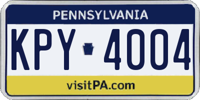 PA license plate KPY4004