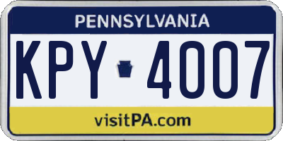 PA license plate KPY4007