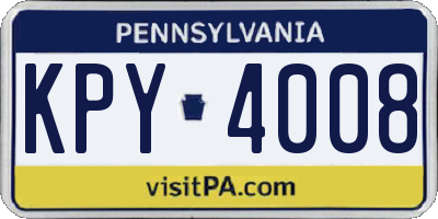 PA license plate KPY4008