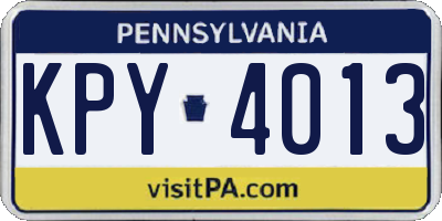 PA license plate KPY4013