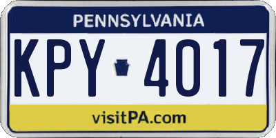 PA license plate KPY4017