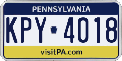 PA license plate KPY4018