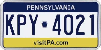PA license plate KPY4021