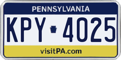 PA license plate KPY4025