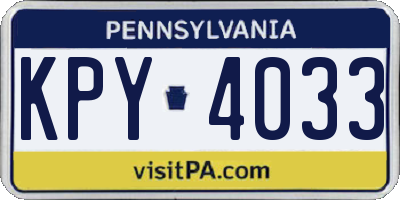 PA license plate KPY4033