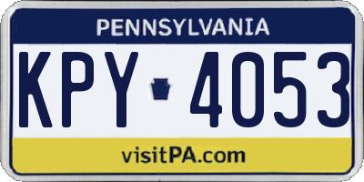 PA license plate KPY4053
