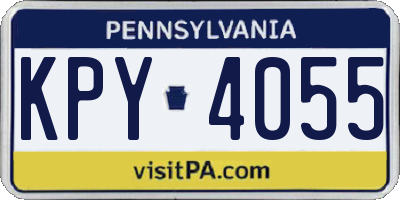 PA license plate KPY4055