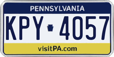 PA license plate KPY4057
