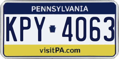 PA license plate KPY4063