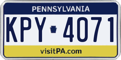 PA license plate KPY4071