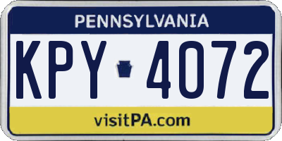 PA license plate KPY4072