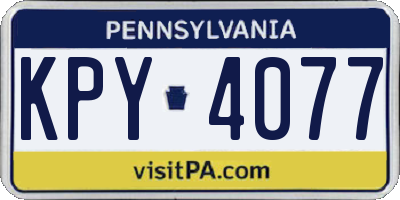 PA license plate KPY4077