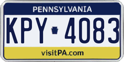 PA license plate KPY4083
