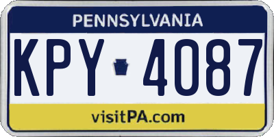 PA license plate KPY4087