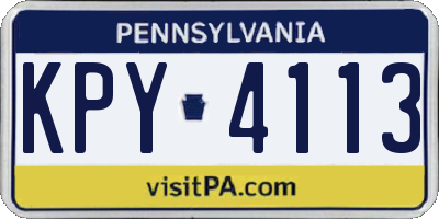 PA license plate KPY4113