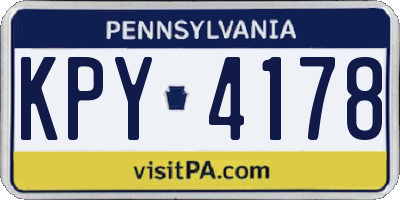 PA license plate KPY4178