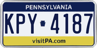 PA license plate KPY4187