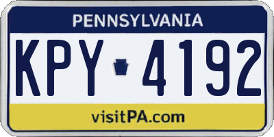 PA license plate KPY4192