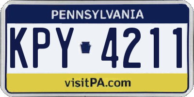 PA license plate KPY4211