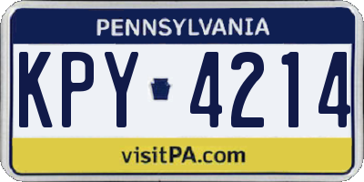 PA license plate KPY4214