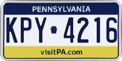 PA license plate KPY4216