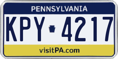 PA license plate KPY4217