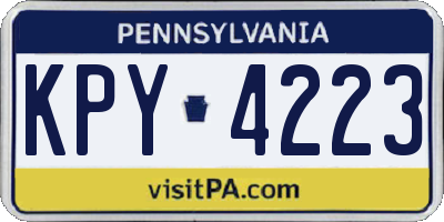 PA license plate KPY4223