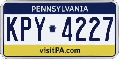 PA license plate KPY4227
