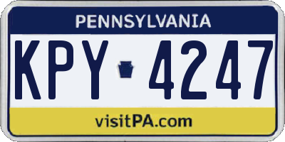 PA license plate KPY4247