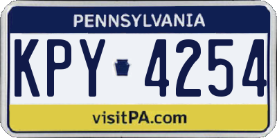 PA license plate KPY4254