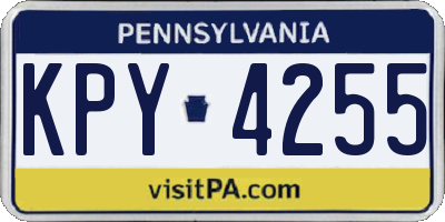 PA license plate KPY4255