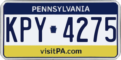 PA license plate KPY4275