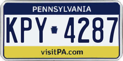 PA license plate KPY4287