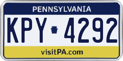 PA license plate KPY4292