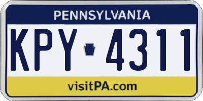 PA license plate KPY4311