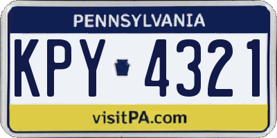 PA license plate KPY4321