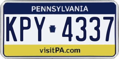 PA license plate KPY4337
