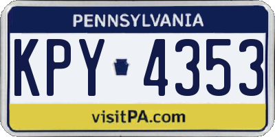 PA license plate KPY4353