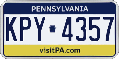 PA license plate KPY4357