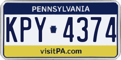 PA license plate KPY4374