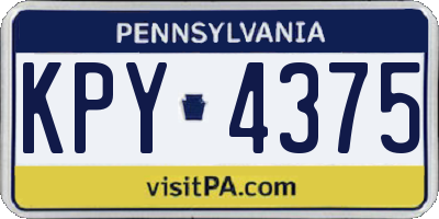 PA license plate KPY4375