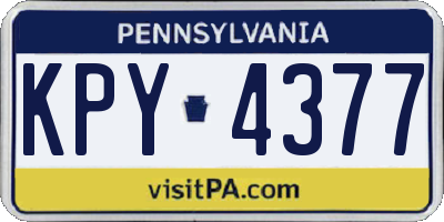 PA license plate KPY4377