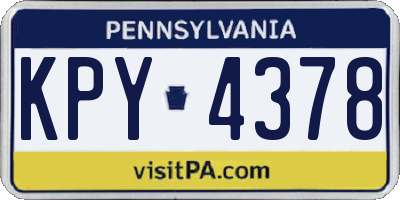 PA license plate KPY4378