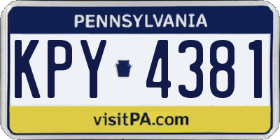 PA license plate KPY4381